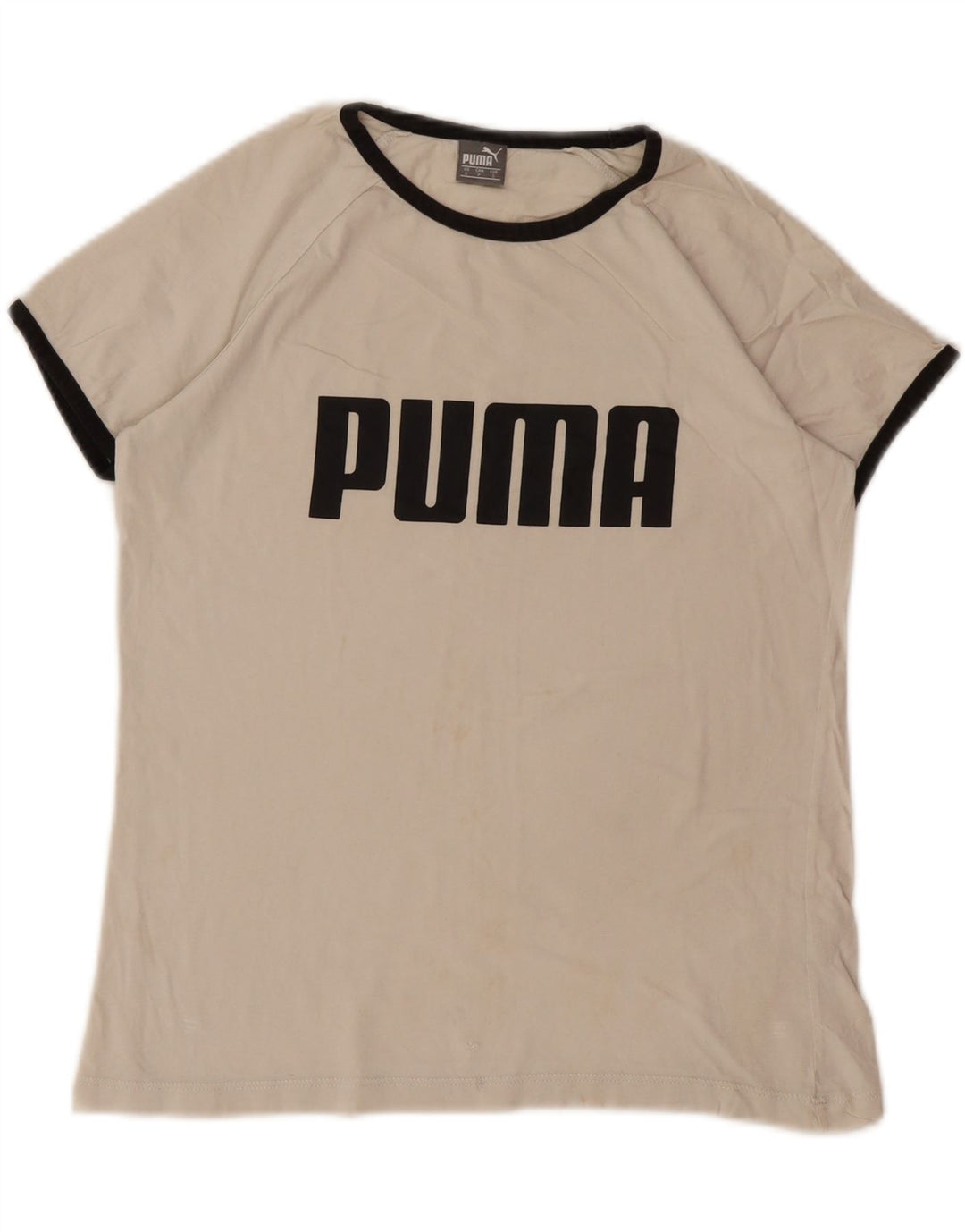 PUMA Womens Graphic T-Shirt Top UK 10 Small Off White Vintage Puma and Second-Hand Puma from Messina Hembry 
