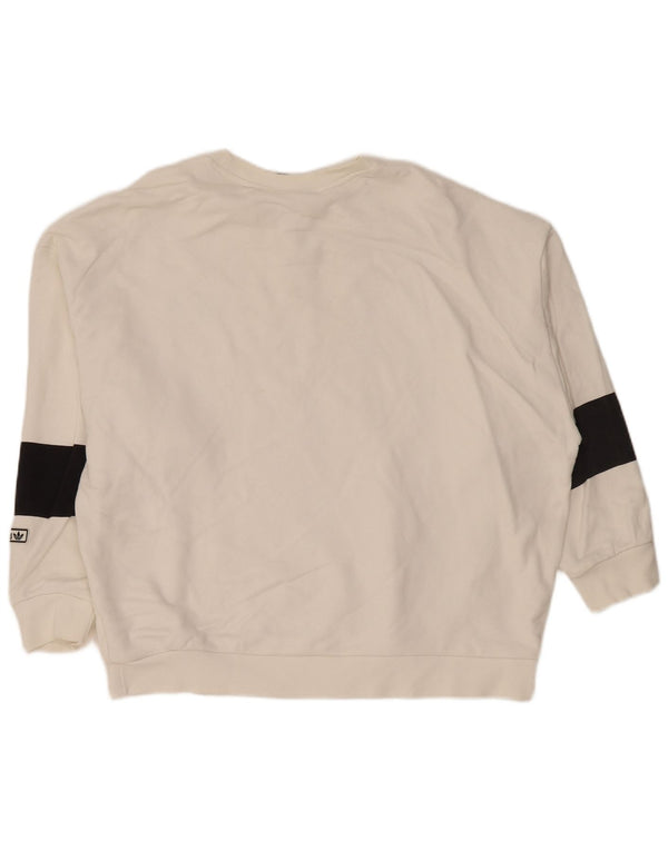 Pulover supradimensionat pentru femei ADIDAS UK 12 Medium White Colorblock