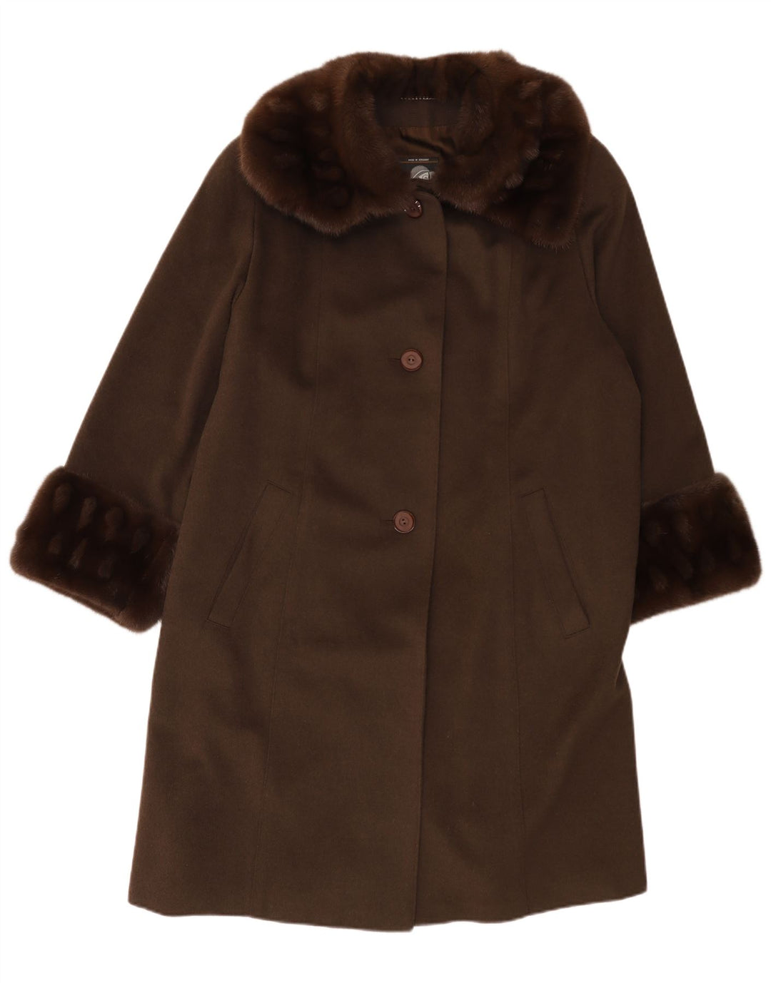 Pardesiu supradimensionat pentru femei VINTAGE UK 14 Lână mare kaki