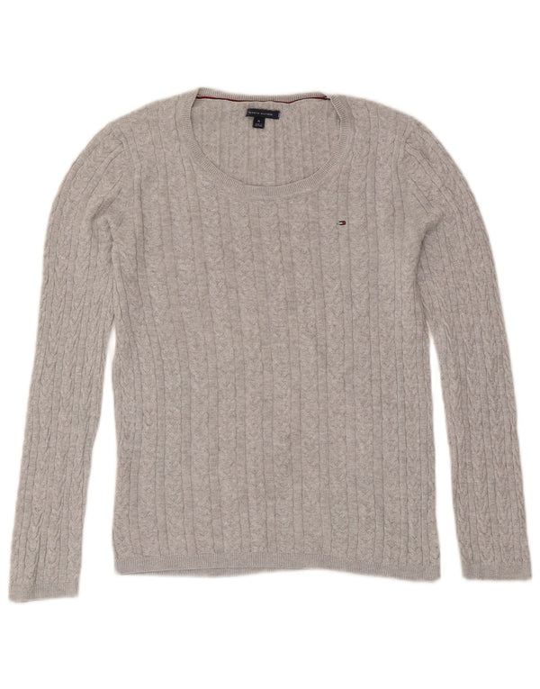 Pulover Tommy Hilfiger pentru femei cu gâtul barca UK 12 Medium Grey Flecked