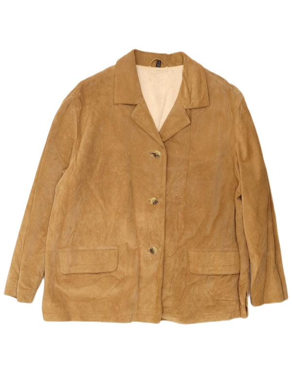P.S. Company Womens Suede Jacket UK 16 Large Brown Leather