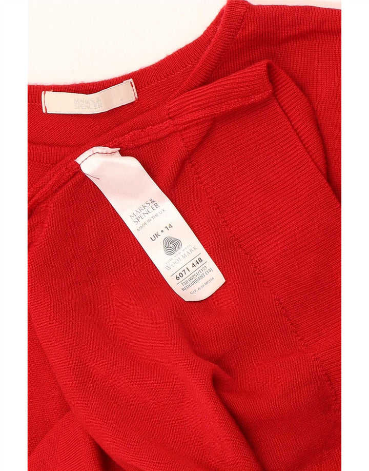 Marks & Spencer Pulover cu gât de barcă pentru femei UK 14 mediu lână roșie