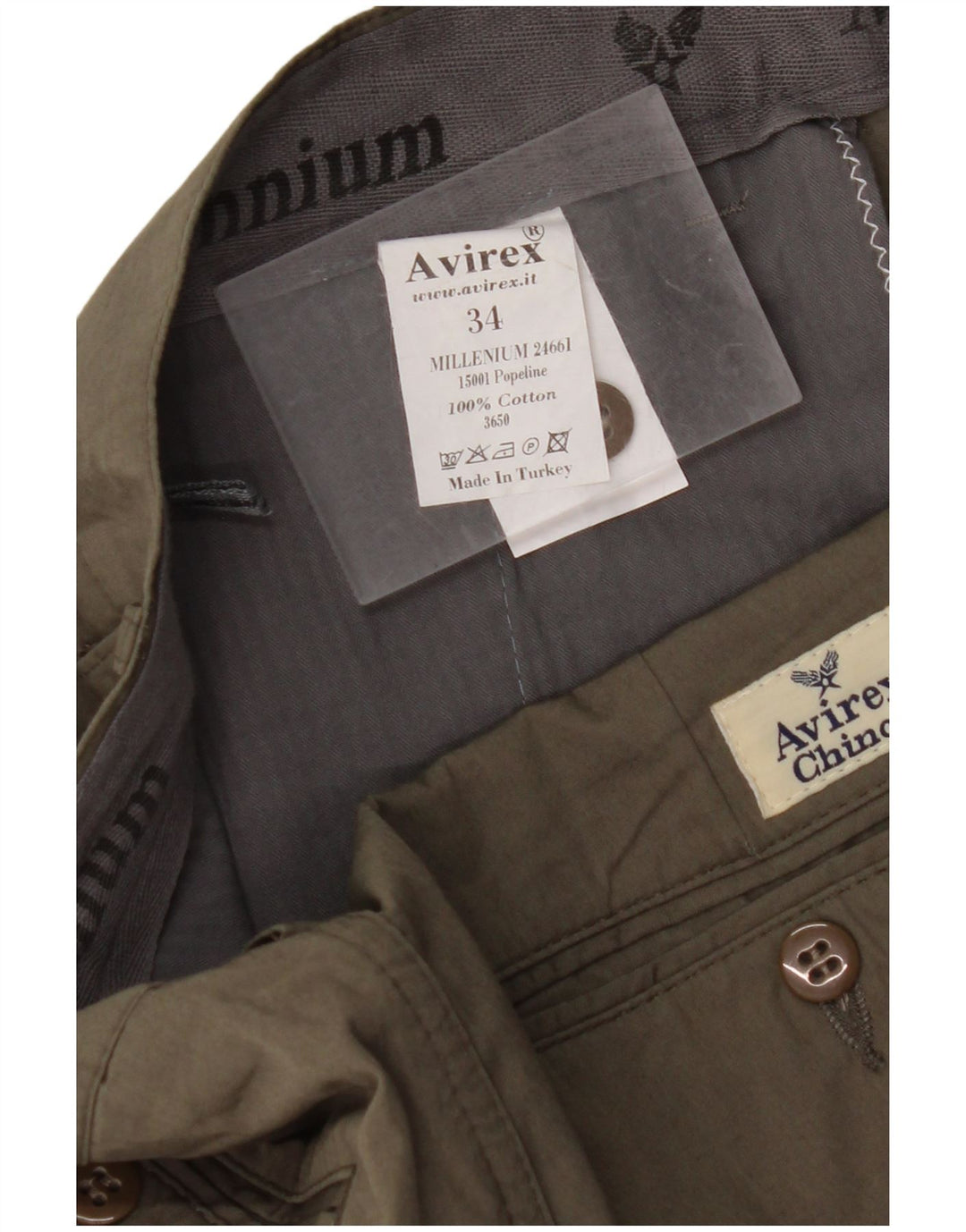 Pantaloni chino drepți pentru bărbați AVIREX L34 L28 Bumbac kaki