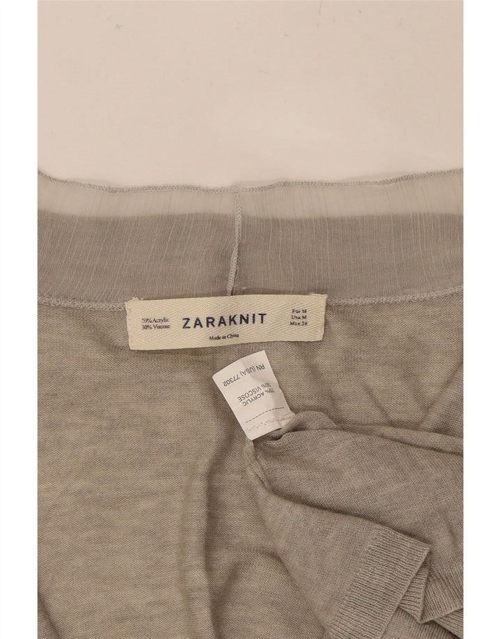ZARA Womens Open Cardigan Sweater UK 12 Medium Grey Acrylic Vintage Zara and Second-Hand Zara from Messina Hembry 