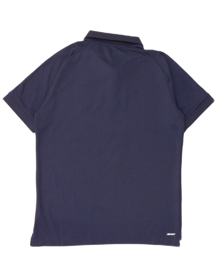 Tricou polo cu grafică pentru bărbați New Balance, poliester mediu bleumarin
