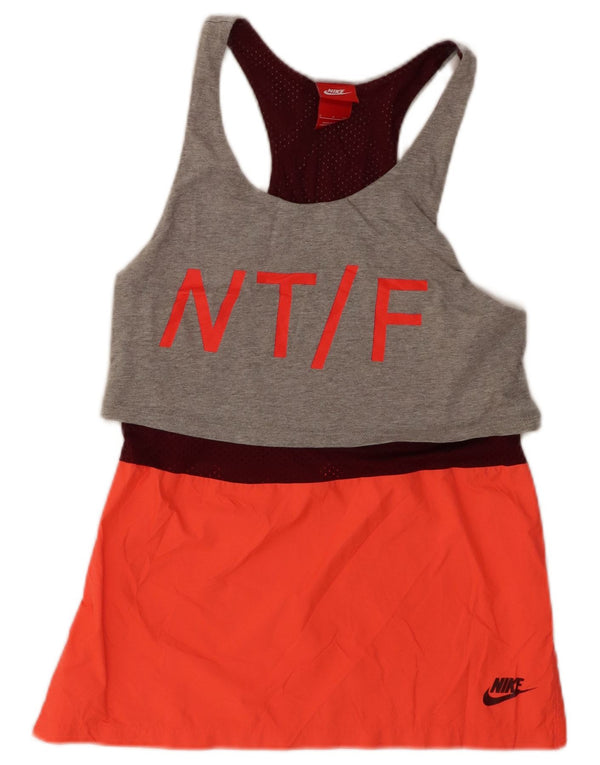 Top cu vestă cu grafică pentru atletism și teren Nike pentru femei UK 10, gri mic, color block