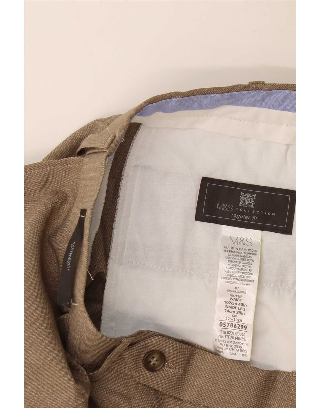 Pantaloni de costum pentru bărbați Marks & Spencer L40 L29 poliester bej