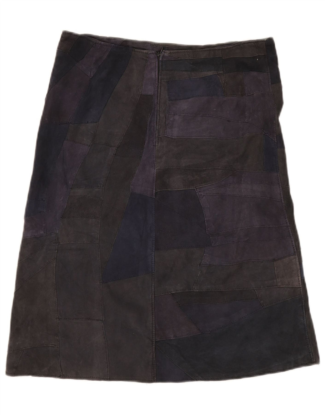 Fusta de piele intoarsa pentru femei VINTAGE UK 10 Small W28 Multicolor Patchwork Piele