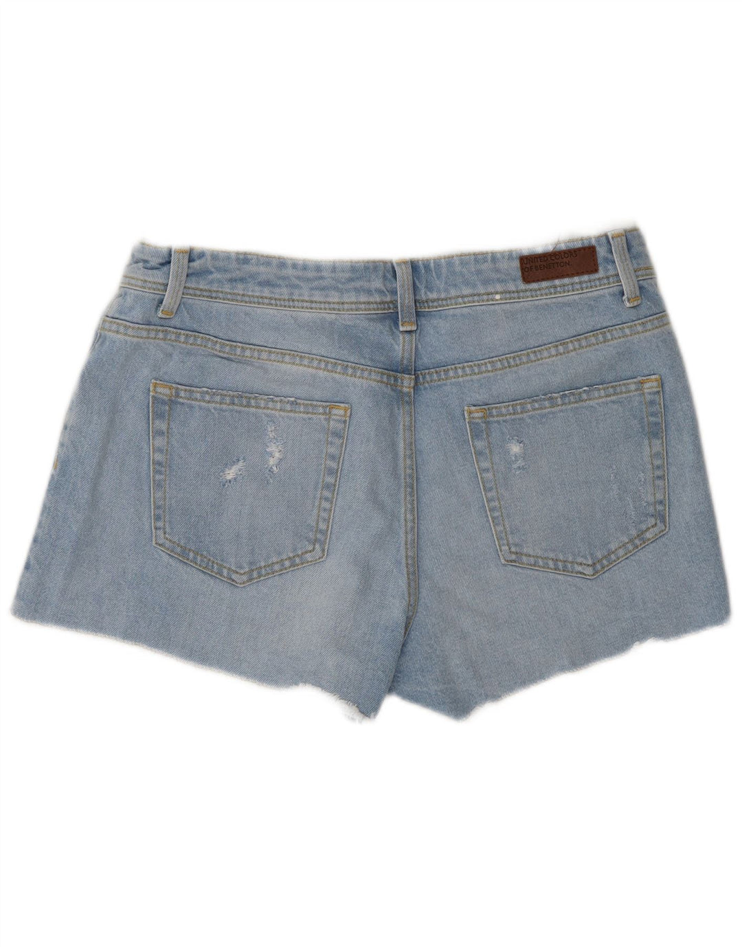 Pantaloni scurți din denim învechit pentru femei Benetton W31 bumbac albastru mediu