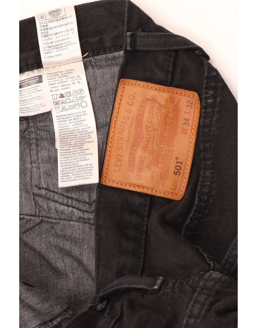 Blugi Levi's 501 drepte pentru bărbați W34 L32 bumbac negru