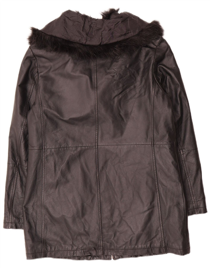 Palton de piele supradimensionat pentru femei Wallis UK 10 Small Black