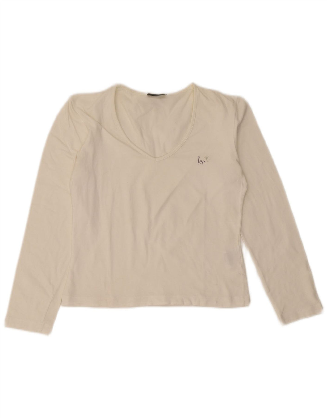 Crop Top pentru femei Lee cu mânecă lungă UK 14, mare, alb, bumbac