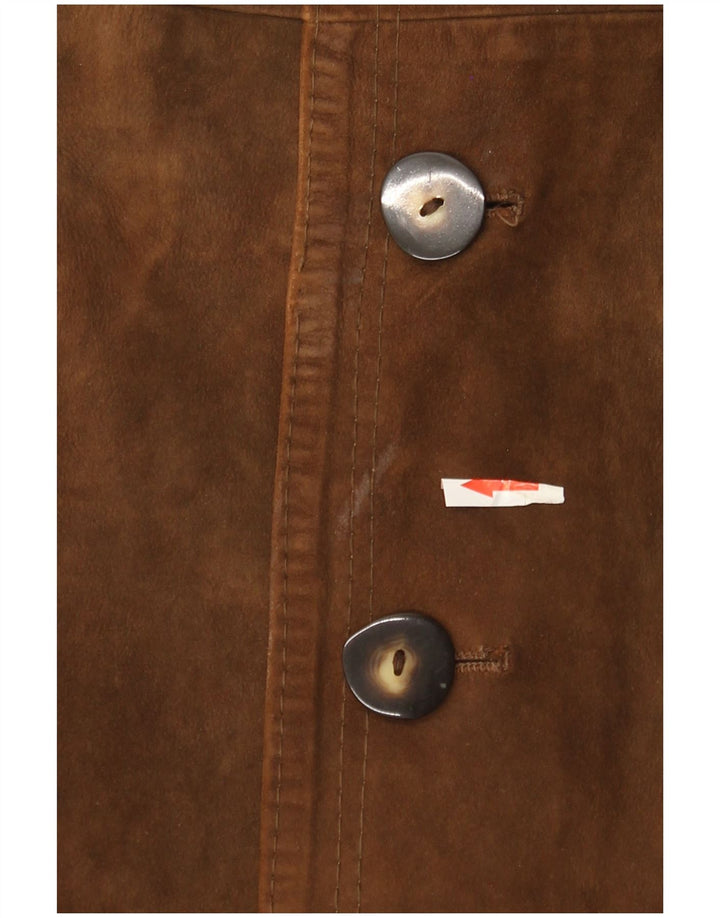 Trench Vintage pentru bărbați din piele intoarsa UK 36 Maro mic