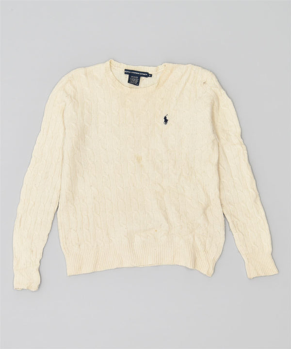 Pulover pentru femei POLO RALPH LAUREN cu decolteu triplu UK 14, mare, alb