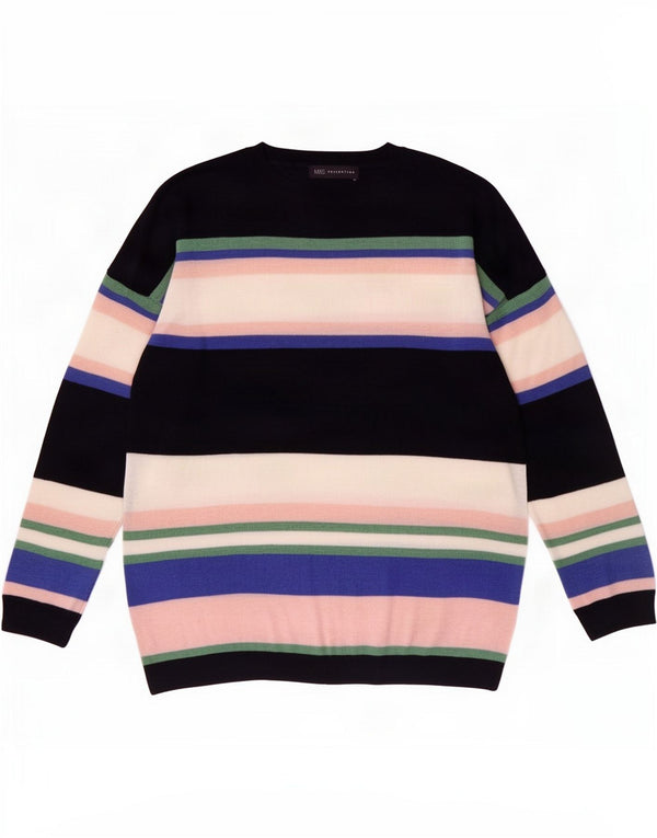 Marks & Spencer Pulover cu gât roșu pentru femei UK 14 Medium Black Striped