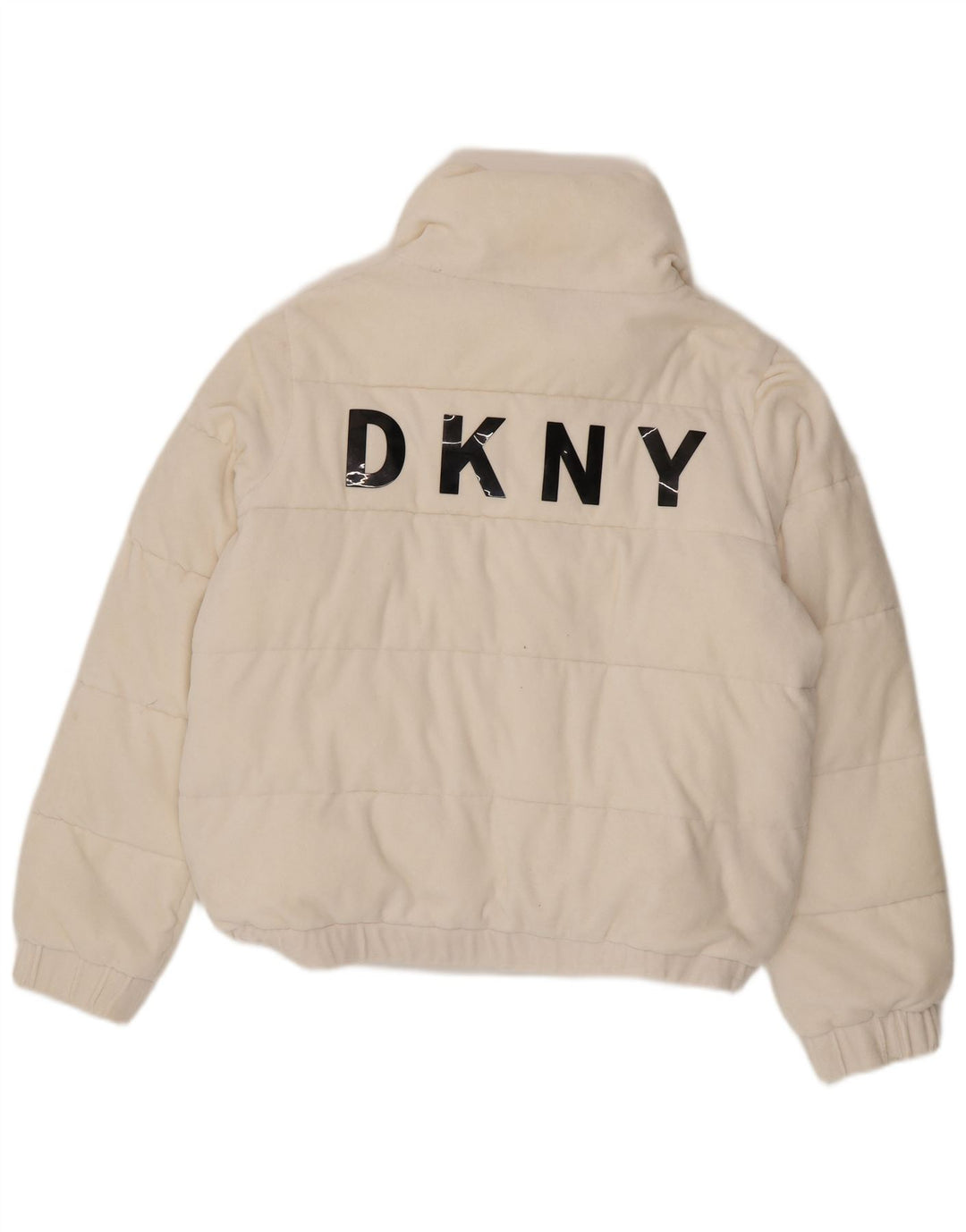 Jachetă căptușită cu grafică pentru femei Dkny UK 16, mare, alb, bumbac
