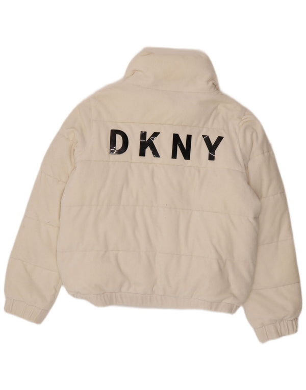 Jachetă căptușită cu grafică pentru femei Dkny UK 16, mare, alb, bumbac