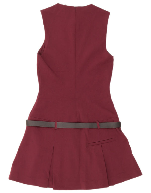 Rochie pentru femei Zara fără mâneci cu talie scăzută UK 4 XS Bordeaux Poliester