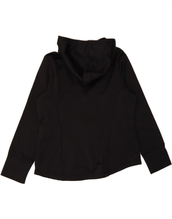 FILA Womens Zip Hoodie Sweater UK 16 Large Black Striped Polyester Vintage Fila and Second-Hand Fila from Messina Hembry 