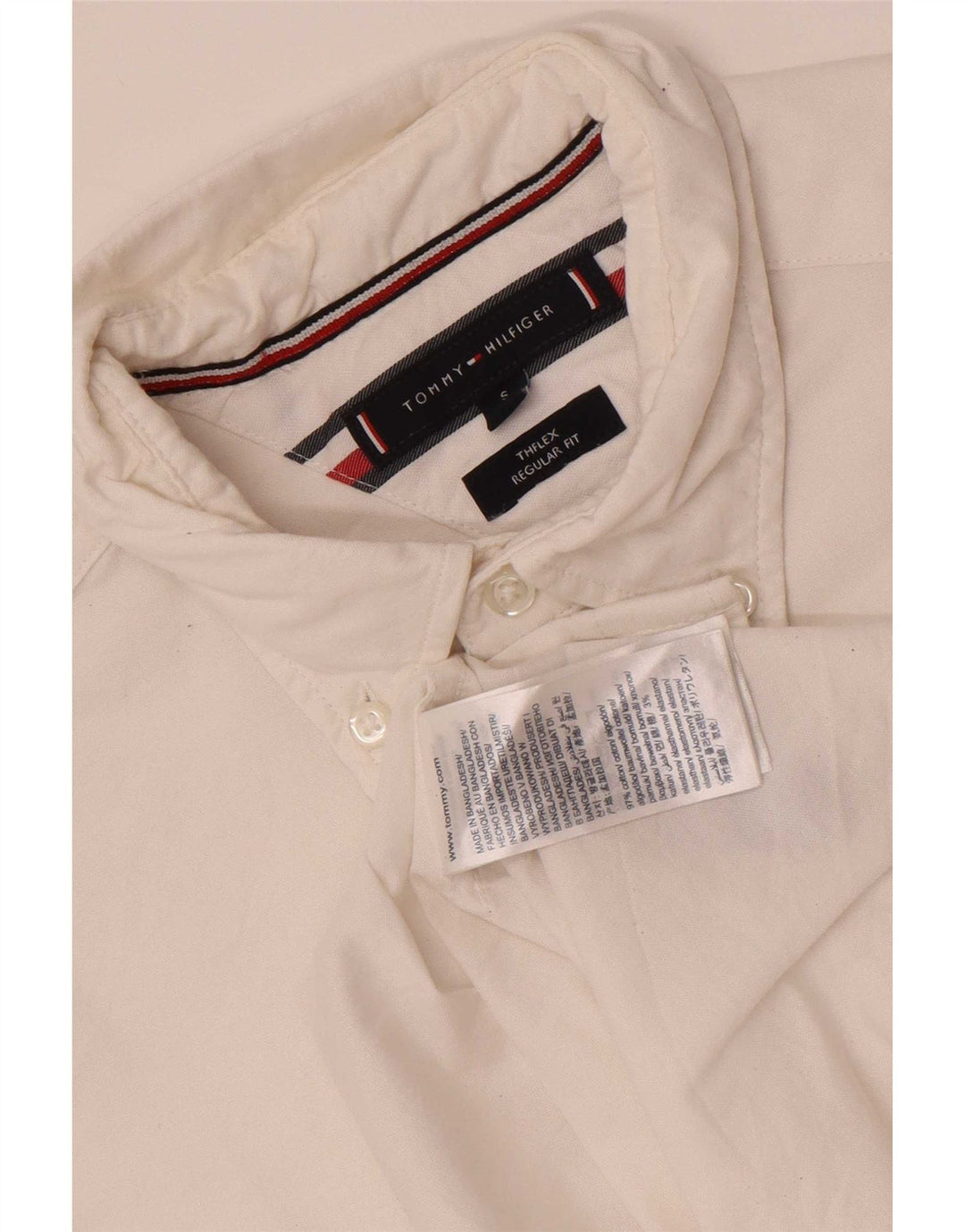 Cămașă pentru bărbați Tommy Hilfiger, cu tăiere obișnuită, mică, albă, din bumbac