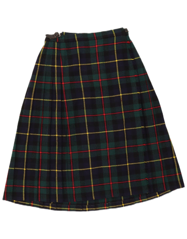 Fusta pliată pentru femei Vintage EU 40 Medium W30 Lână carouri verde
