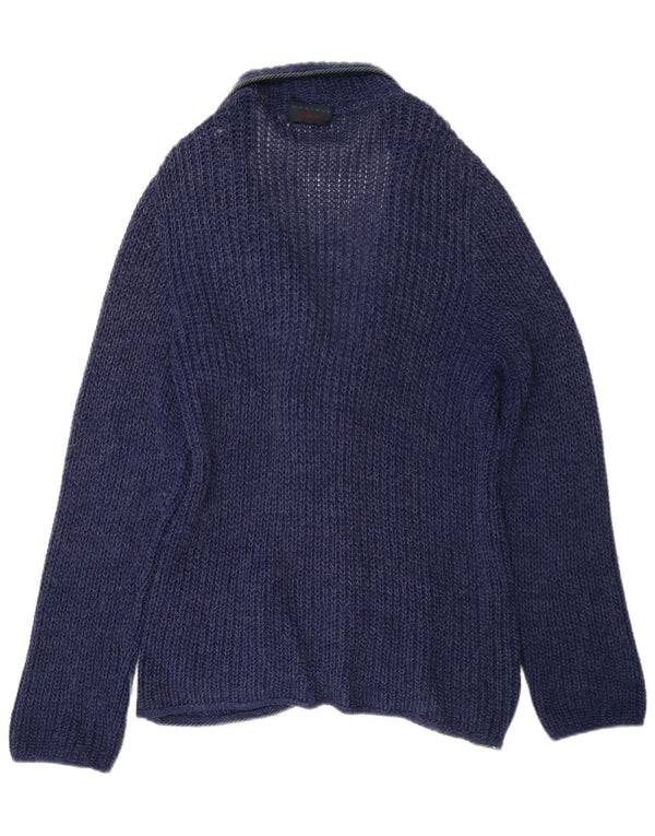 Pulover cardigan din croșetat Marlane pentru femei UK 16 mare bleumarin