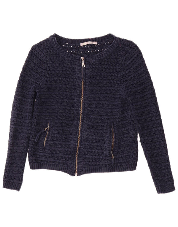 Marks & Spencer Pulover Crop Cardigan pentru Damă UK 8 Mic Bumbac, Albastru Marin