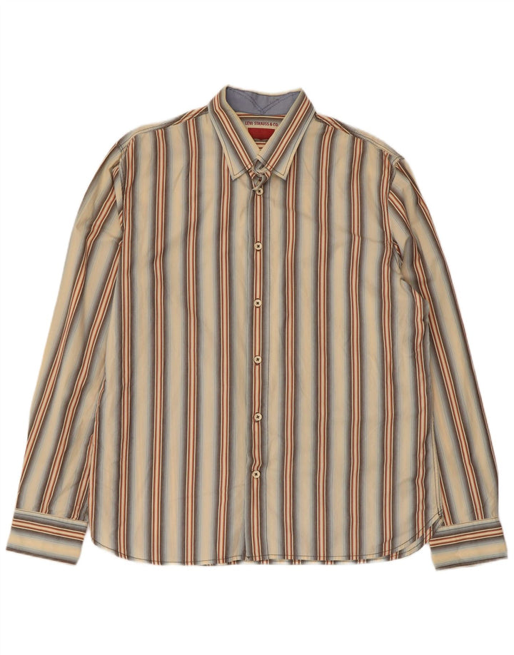 Cămașă pentru bărbați Levi's, bumbac cu dungi mari, bej