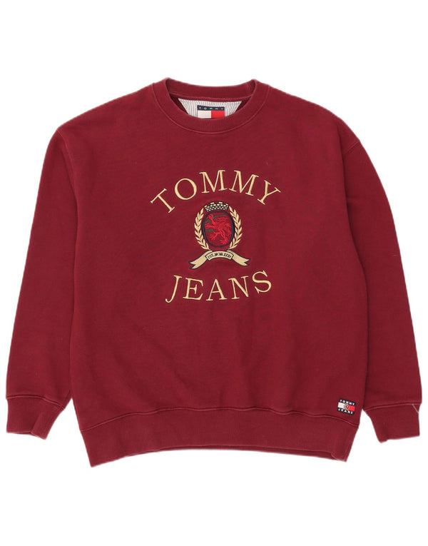 Hanorac grafic pentru bărbați Tommy Hilfiger Pulover mediu din bumbac burgundă