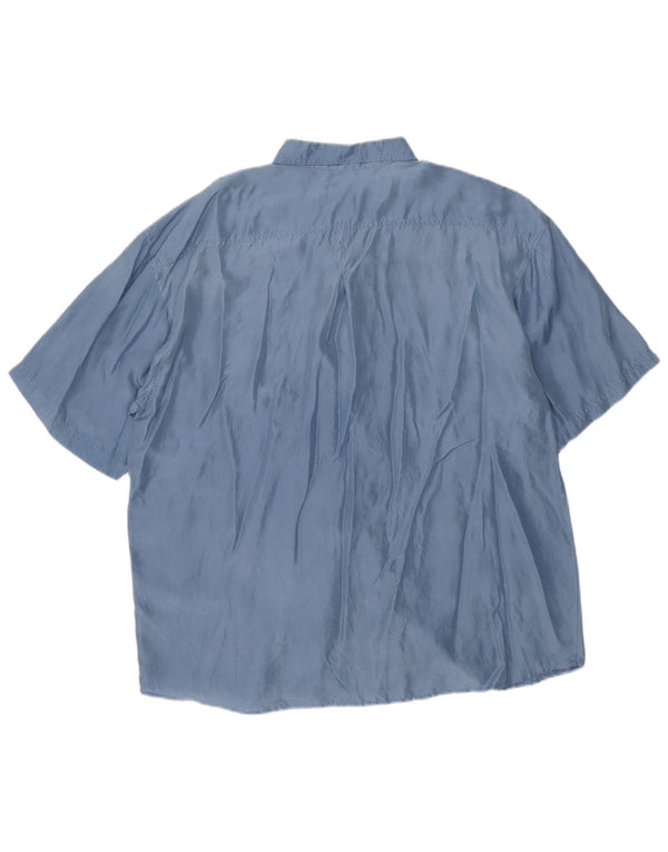 Bluză cămașă cu mânecă scurtă pentru femei Vintage UK 18 XL Albastru