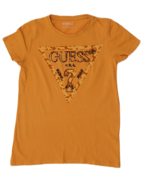 Tricou grafic Guess Girls Top 13-14 ani Bumbac galben