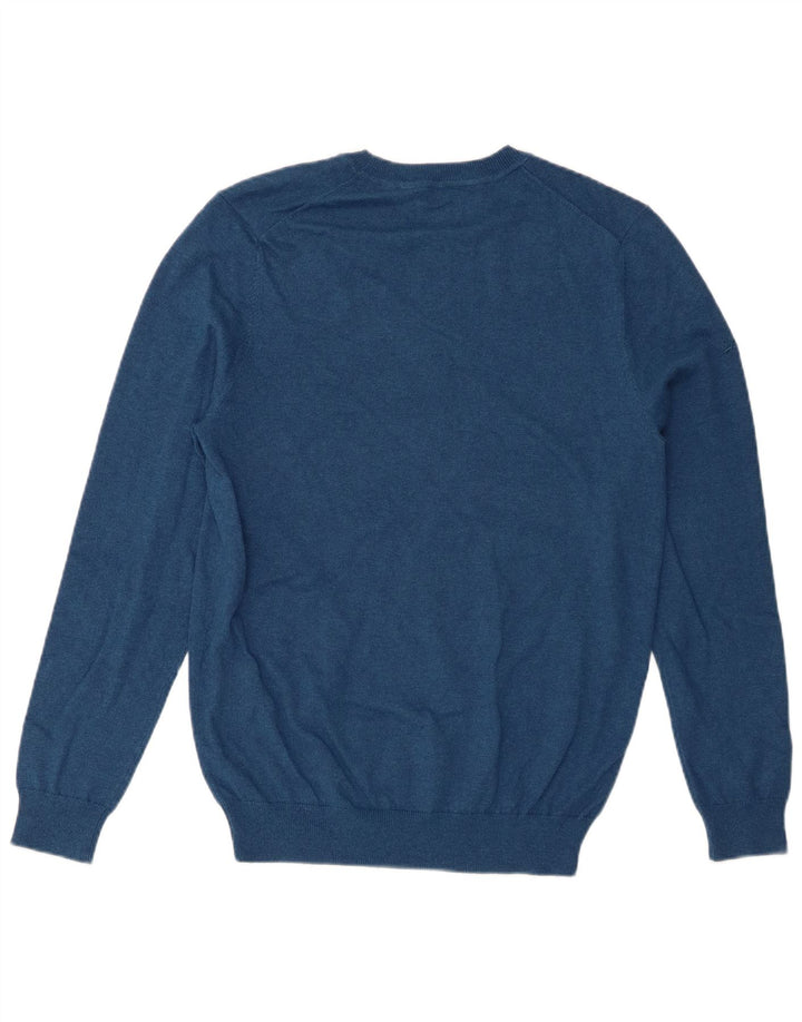 Pulover Superdry pentru bărbați, cu gât crew, bumbac albastru mediu