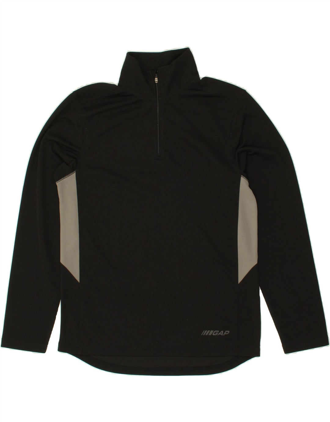 GAP Mens Zip Neck Pullover Tracksuit Top Small Black Colourblock Polyester Vintage Gap and Second-Hand Gap from Messina Hembry 