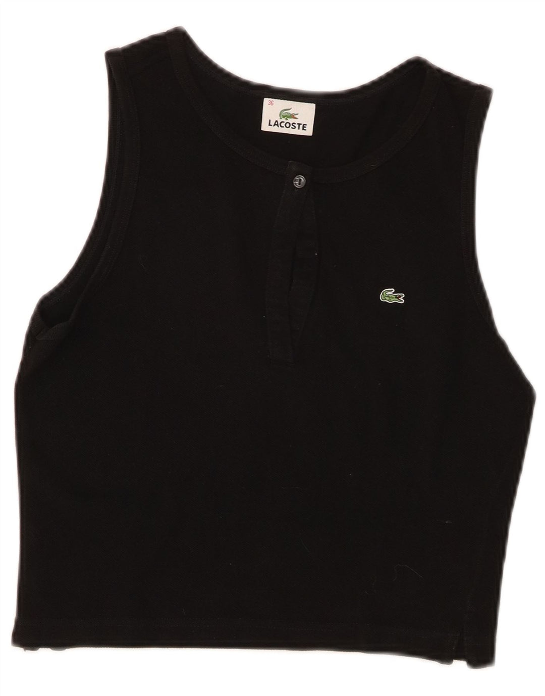 Lacoste Crop Vest Top pentru femei Mărimea 36 Bumbac negru mic