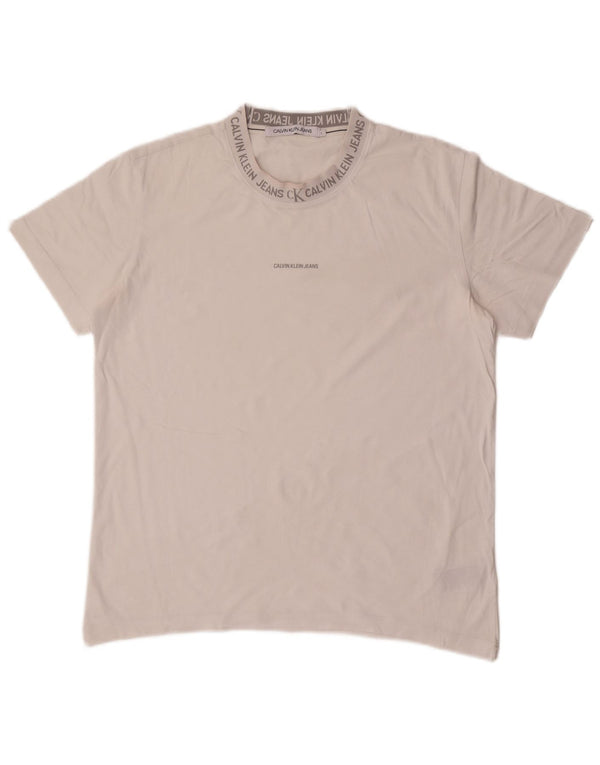 Tricou grafic pentru bărbați Calvin Klein Jeans Top mare din bumbac alb