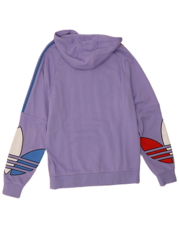 Pulover cu glugă cu grafic Adidas pentru femei UK 16 mare, mov, bumbac