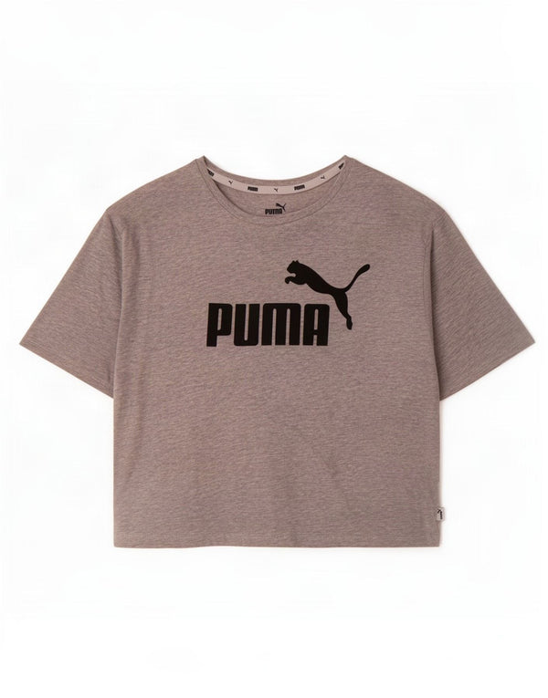 Tricou cu grafic Puma pentru femei Crop Top UK 12 Medium Grey Flecked Bumbac