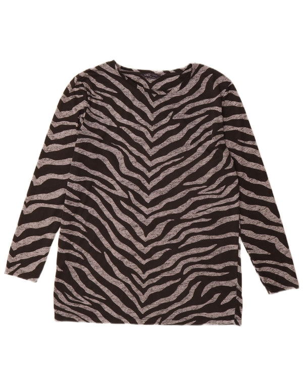 Marks & Spencer Top pentru femei cu mânecă lungă UK 12 Medium Black Animal Print