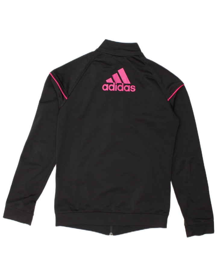 Jachetă de top cu trening grafic Adidas pentru femei UK 8/10 Poliester negru mic
