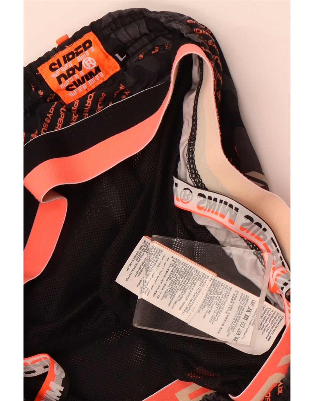 Pantaloni scurți de înot grafic Superdry pentru bărbați, poliester camuflaj, gri mari