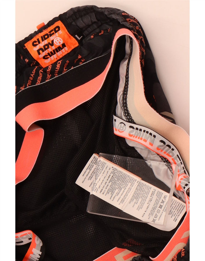 Pantaloni scurți de înot grafic Superdry pentru bărbați, poliester camuflaj, gri mari