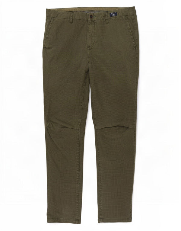 Pantaloni chino slim pentru bărbați Tommy Hilfiger L34 L32 bumbac kaki cu picior de găină