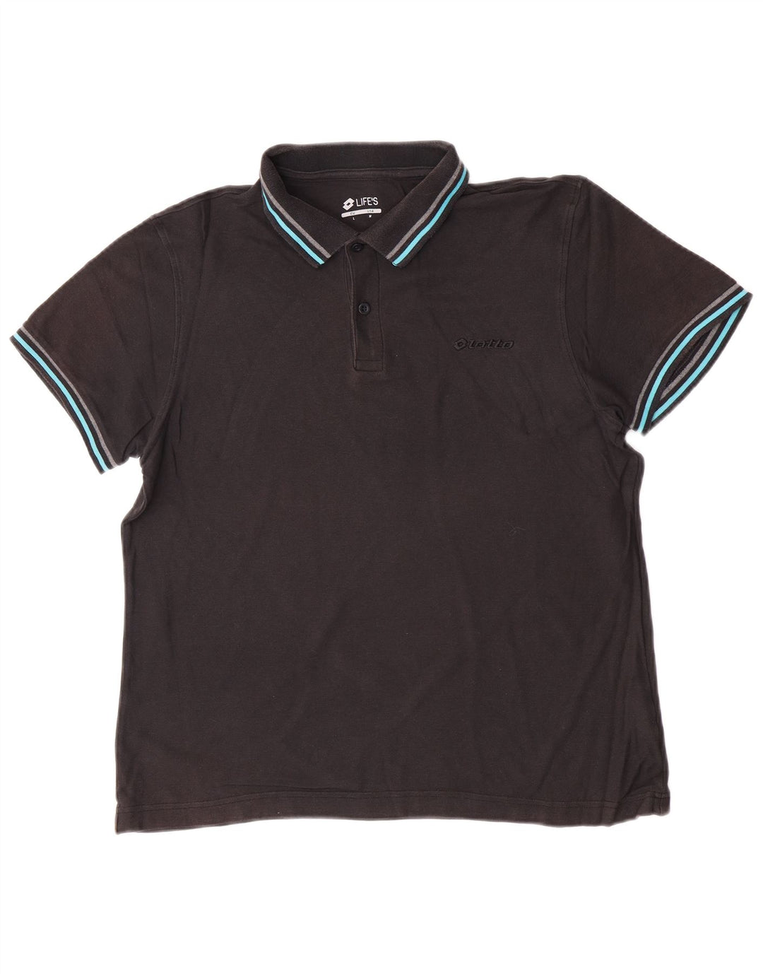 Tricou polo pentru bărbați Lotto, bumbac mediu negru