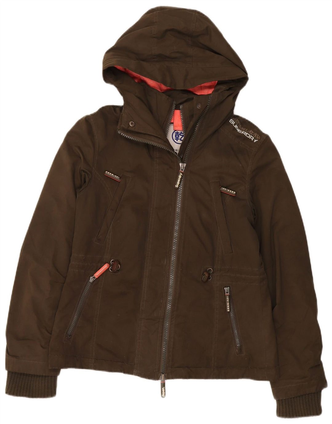 Jachetă de vânt cu glugă Superdry pentru femei UK 14 Poliester kaki mediu