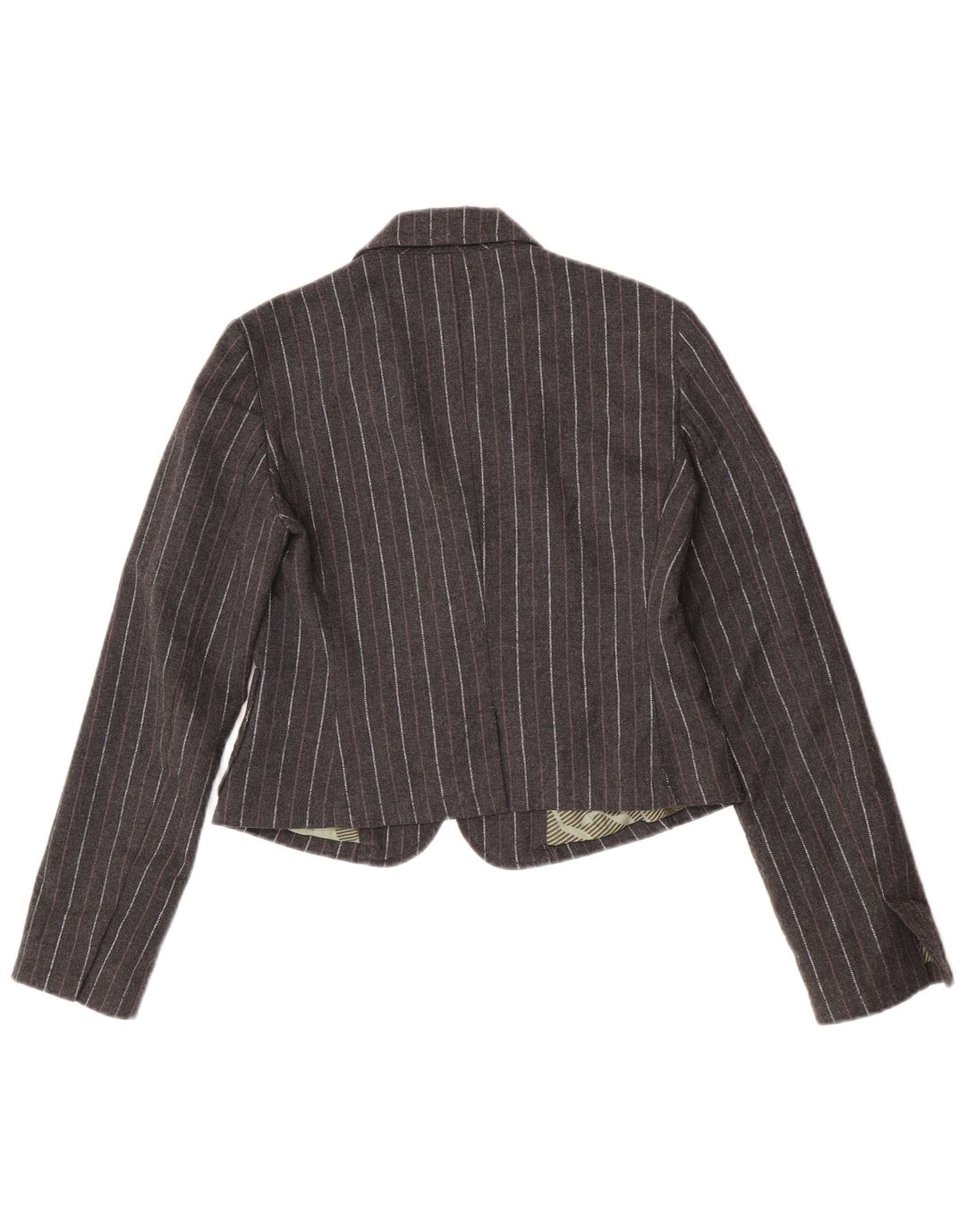 Jachetă Dkny pentru femei Crop Open Blazer UK 12 Medium Grey Pinstripe Poliester