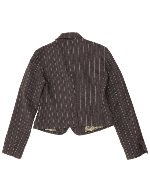 Jachetă Dkny pentru femei Crop Open Blazer UK 12 Medium Grey Pinstripe Poliester