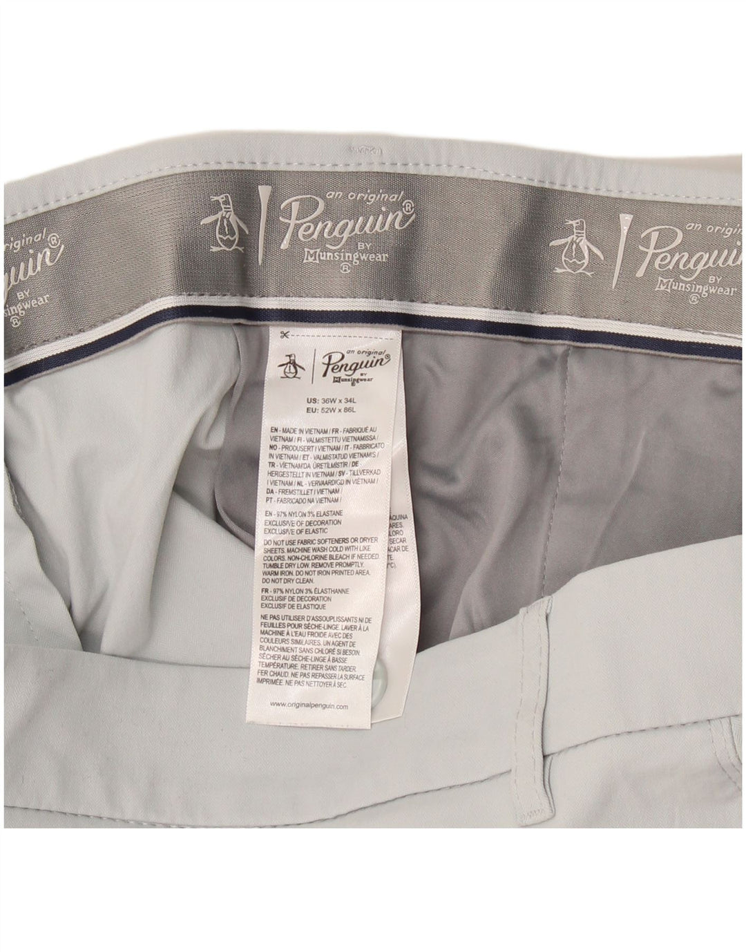 Pantaloni chino slim pentru bărbați Penguin L36 L34 nailon gri