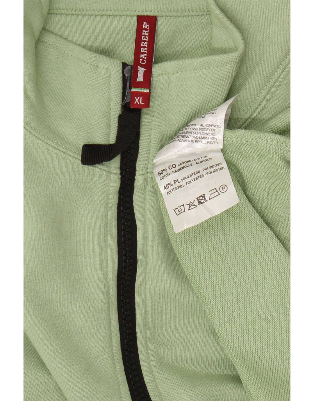 Hanorac pentru bărbați Carrera, cu fermoar, cu gât, XL, bumbac verde