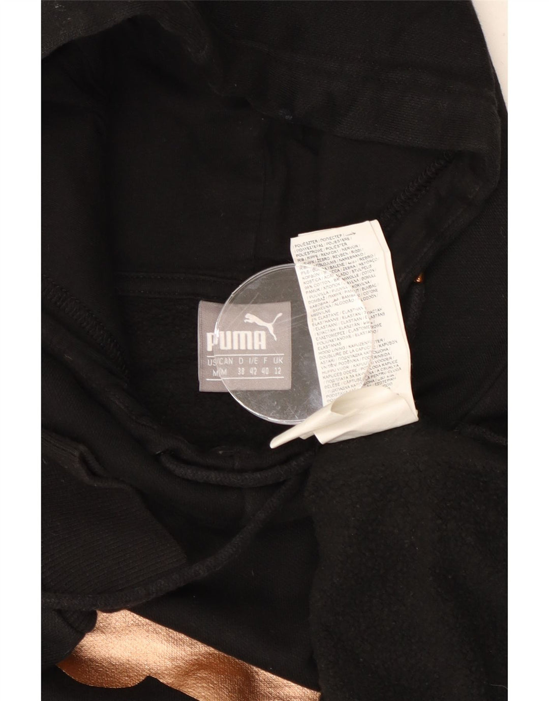 Pulover PUMA pentru damă, supradimensionat, cu grafic Crop, cu glugă, UK 12, mediu negru