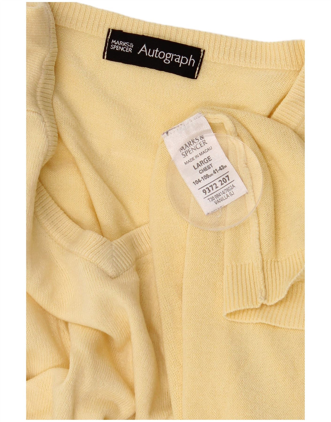 Pulover cu decolteu în V cu autograf pentru bărbați Marks & Spencer, mare, galben acrilic